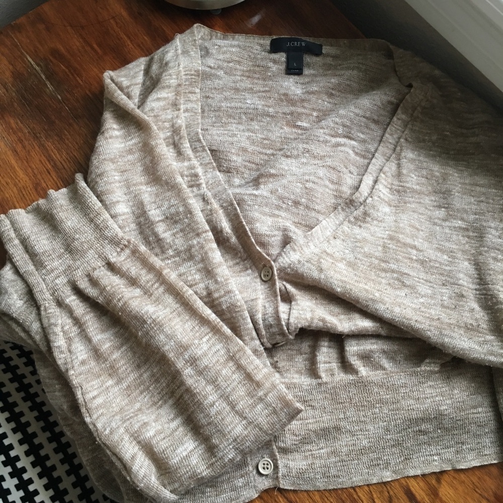 Jcrew Boyfriend Cardigan Summer 55% Linen Tan